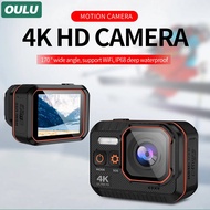 OULU 4K 60FPS Sports Camera With 2.0 Inch Screen IP68 Waterproof Helmet Car Action Cam For Riding Skiing Climbing Drive Recorder