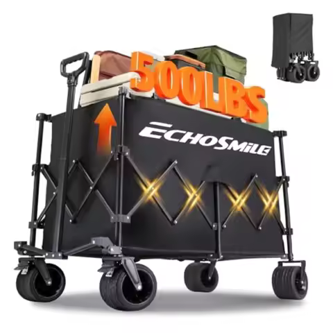 Collapsible Foldable Extended Wagon with 500Lbs Weight Capacity 300L Folding Utility Wagon Cart with