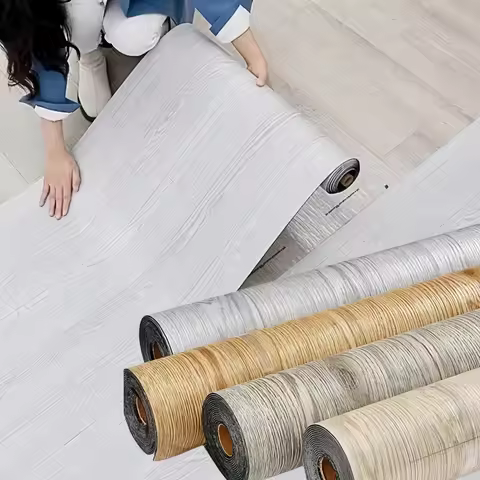Vinyl Flooring Roll 15.7"W X 118"L/ 12.9 Sq.Ft, Wood Grain Peel and Stick Wall Tiles Vinyl Plank Flo