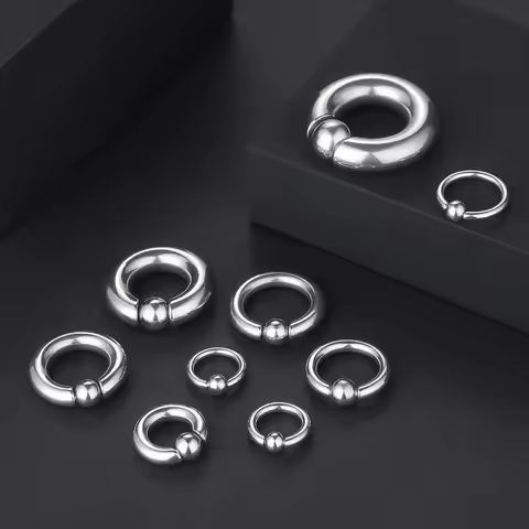 1pc Large Gauge Captive Bead Ring Stainless Steel 12G 00G Horseshoe Ring Circular Hoop Nose Septum P