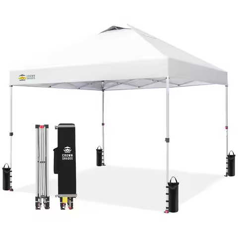 12x12 Pop Up Canopy Outside Canopy, Patented One Push Tent Canopy with Wheeled Carry Bag, Bonus 8 St