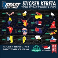 STICKER REFLECTIVE BENDERA NEGERI MALAYSIA / STICKER MALAYSIA / STICKER NEGERI / STICKER PANTULAN CA