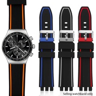 ✣19mm 20mm 21mm Rubber Watchband for Swatch Men Watch Strap YVS400 YVS451 YVB404 Silicone Waterp ✥❣