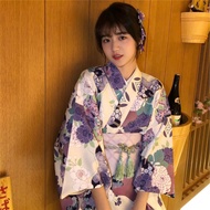 [Hàng Mới Về] Kimono Truyền Thống Nhật Bản Cho Nữ Với Áo Choàng Tắm Dài Haori In Hoa Cổ Điển Obi Tra