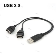30cm USB 2.0 USD A 1 Male Plug To 2 way Female Splitter Socket USB 2.0 Extension cord Data Cable Pow