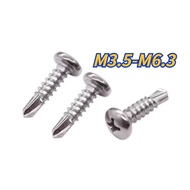 [XNY] 410 Stainless Steel Round Head Phillips Drill Tail Screw Plate Head Self-Tapping Self-Drilling Screw Dovetail Drill Iron Nail M3.5 M3.9 M4.2 M4.8 M5.5 M6.3