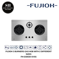 FUJIOH FH-GS6530 SVSS STAINLESS STEEL GAS HOB WITH 2 DIFFERENT BURNER SIZE + 1 YEAR LOCAL MANUFACTUER WARRANTY