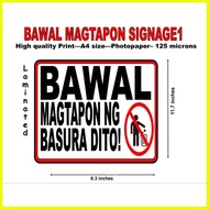 ♞,♘,♙Bawal magtapon ng basura signage laminated