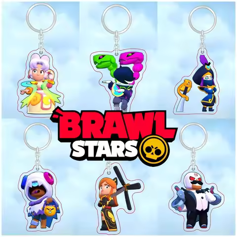 Kawaii Cute Anime Characters Acrylic Keychain Brawl Stars Girls Cartoon Backpack Charm Keyring Jewel