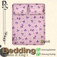 AESTHETIC BED SHEET KUROMI PINK MOTIF SINGLE QUEEN & KING'S SIZE 80x200/90x200/100x200/120x200/160x2