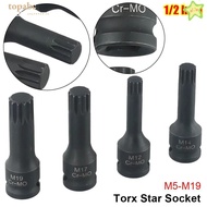 GORROS 1Pcs 12 Point Torx Socket, Metric 1/2 Inch Shank 78mm Length Electric Drill Socket Adapter,  