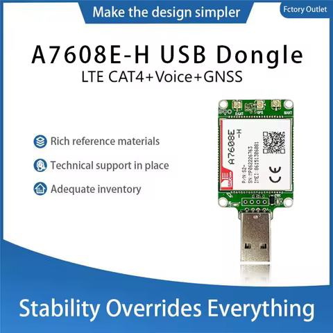 Original A7608E-H USB Dongle Modem SIMCOM 4G LTE CAT4 Module with GNSS (optional) Modem for Europe/M