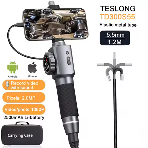 TESLONG 2.0MP 5.5mm Lens Two-way 210°Articulating Endoscope Camera for Android Ios Tablet Endoscope 