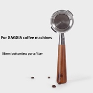 GAGGIA ตัวกรองแบบไม่มีก้นลึก58มม. ด้ามไม้ทึบพอร์ตอเนกประสงค์สำหรับเครื่องมือบาริสต้าเครื่องชงกาแฟคลาสสิก