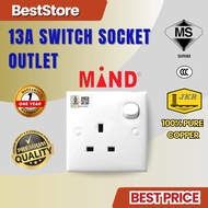【JKR】SIRIM MIND Switch Socket 13A 15A 1G 2G 3G 5G Water Heater Switches With Neon Bell Switch Teleph