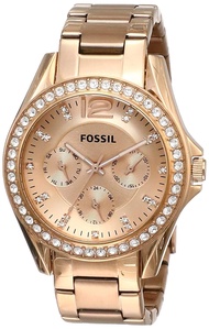 Authentic Fossil Women Riley Rose Gold Dial Stainless Steel Watch ES2811 Jam Tangan Wanita Perempuan