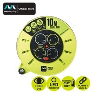 Masterplug Pro-XT 10 Meter 4 Gang 13A Cassette Reel Portable Extension PVC Cable Size 1.25mm2 H05VV-