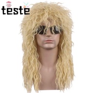70s 80s Rockstar Wig, Long Punk Halloween Party Cosplay Wig, Fluffy Curvy Mullet Wig
