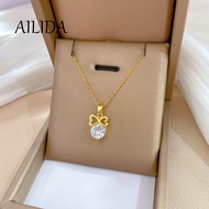 DALATI Titanium Steel Full Diamond Bow Necklace