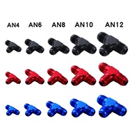 Universal AN4 AN6 AN8 AN10 AN12 Male Flare Tee T Block Fuel Fitting Adapter Aluminum 3 Ports T Pipe 