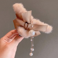 Hair Clip Korean Fashion Hairclip Cute Bow Hair Pin Pearl Tassel Plush Hair Claw Hair Clips for Wome
