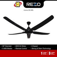 Rezo Ceiling Fan (56 Inch)(Black) 5 Blades Remote Control 6-Speed Ceiling Fan IMPRESS 565