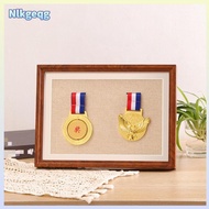 [nlkgeqg] Medal Display Frame Wood Grain A4 2 Medals