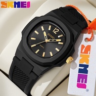 SKMEI Jam Tangan Lelaki Ultra Light Stainless Steel Men's Watch Silicone Strap Boy Style Quartz Blac