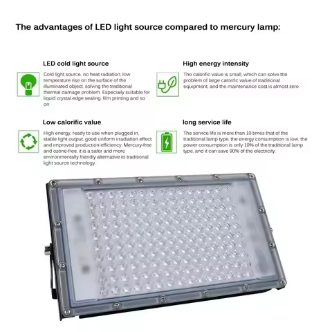 50W UV curable lamp 365nm/395nm/405nm UV curable lamp fluorescent detection lamp shadowless glue pro