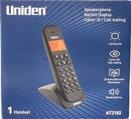 UNIDEN AT 3102 DECT CORDLESS PHONE  WITH BACK LIGHTED LCD AND SPEAKERPHONE (BLACK)