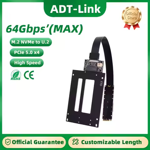 ADT-LINK F47SD PCIe 5.0x4 M.2 NVMe to U.2/U.3/E1.S/E3.S SSD Adapter Extension Cable Supports Gen5 12