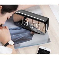 山水七彩燈鏡面鬧鐘藍牙喇叭