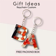 Red Flower Letter Keychain - Decoration l Key l Resin l Souvenir l Bag l Keychain