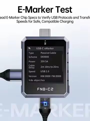 FNIRSI FNB-C2 Digital Voltmeter Ammeter Type-C Fast Charge Detection Trigger 240W Max Power Meter Ca
