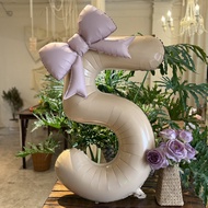 12.213th Birthday Party Cream Atmosphere Bowknot Aluminum Film Balloon Decoration Photo Props