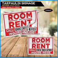 ◧ ◐ 2pcs Room For Rent Signage | Room For Rent Tarpaulin Signage | 1.5ft x 2ft