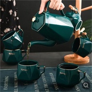 孔雀綠冷水壺北歐式陶瓷茶壺杯子套裝一套家用客廳大容量喝水杯具