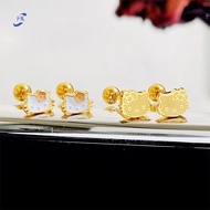 FIL Sanrio Hello Kitty Earstuds 18K Gold Bule Simple Fashion Low Allergy Jewelry Titanium Steel Ears