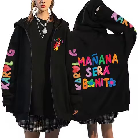 Karol G Bichota Zipper Hoodies Manana Sera Bonito Jacket Y2k Hoodie Hip Hop Streetwear Karol G Hoodi