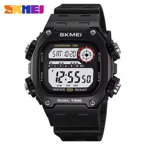 SKMEI 2126 LED Display Digital Countdown Sport Watches for Men Waterproof Stopwatch Mens Wristwatche