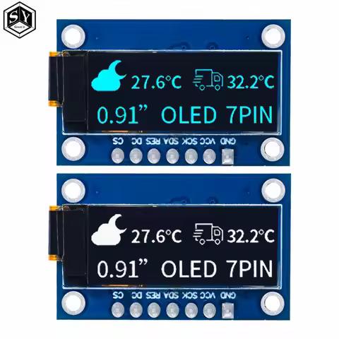SSD1306 7PIN 0.91 inch 128x32 SPI OLED Module 0.91" OLED Display Module White Blue OLED Screen Board