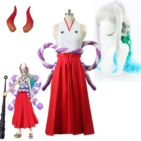 Anime Yamato Cosplay Costume Wano Country Kimono Sets Kozuki Oden Oniji Wig Headgear Halloween Party