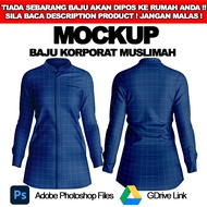 Baju Korporat Muslimah Mandarin Collar Mockup For Photoshop