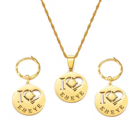 Anniyo 2CM Marshall Islands Majuro Ebeye Kwajalein Necklaces and Earrings Sets for Women Girls Jewel