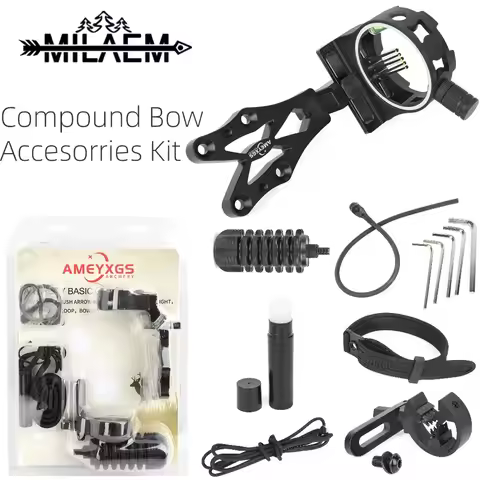 Archery Compound Bow Accessories Kit,Bow Sight,Shock Absorber,Arrow Rest,String Wax,Wristband,Archer