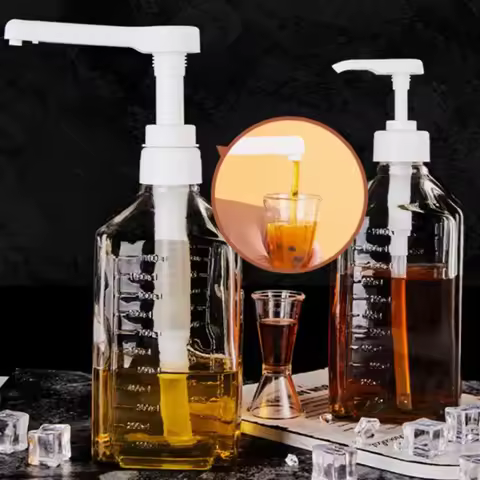 Home 1600ml Liquid Dispenser With Scale Coffee Syrup Bee Drip Bottle With Hydraulic Pump Nozzle Head