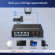 (DXCP) 2.5G Ethernet Switch 4 Port 2500Mbps Network Switcher 2 Port 10G SFP+ Slot Home Lab Hub Inter