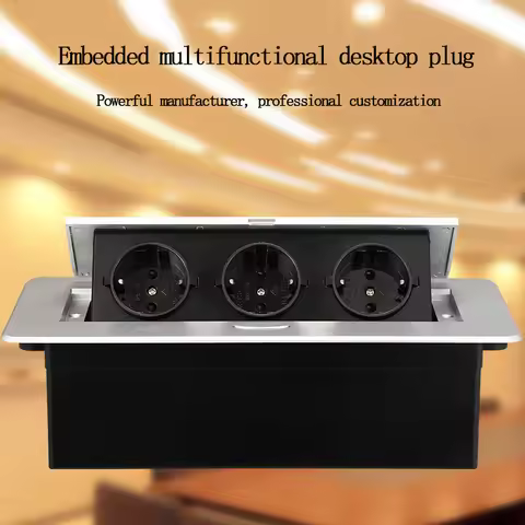 All aluminum EU FR German Standard Desktop Socket Embedded Pop up Socket Hidden Conference Power Sup