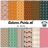 12 Sheets 8x8in Autumn Prints by byte studio | Premium Paper Craft Junk Journal Stationery