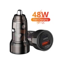 Twitch 48W Transparent USB PD Type C Car Charger Quick Charge Fast Charging A+C Car Phone Adapter